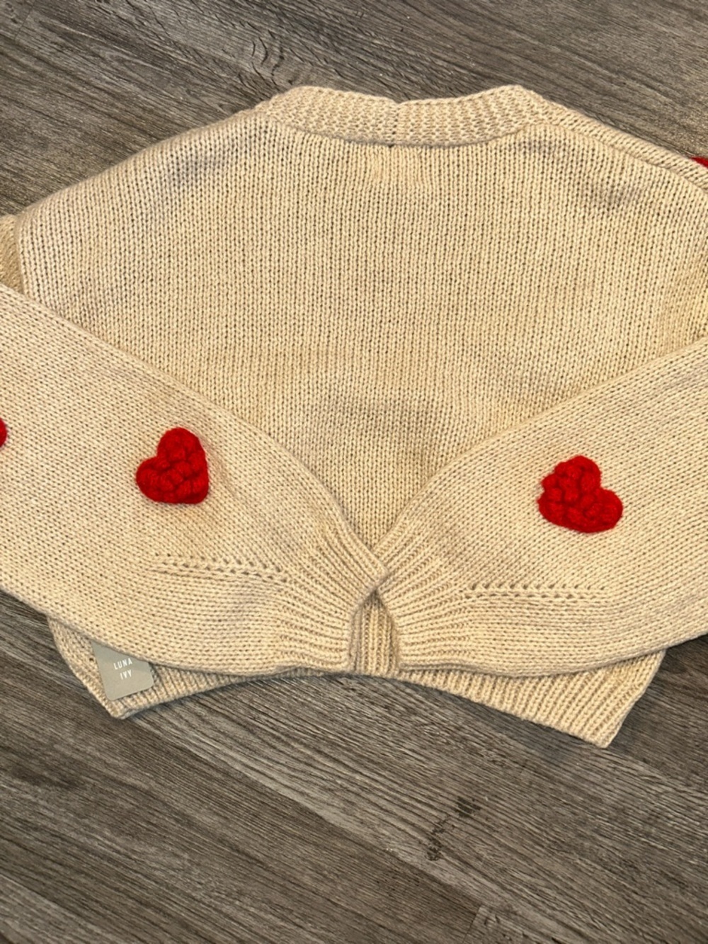 NWT Luna Ivy Heart Cardigan Chunky Knit Coquette Heart Valentine Sweater - Picture 8 of 8